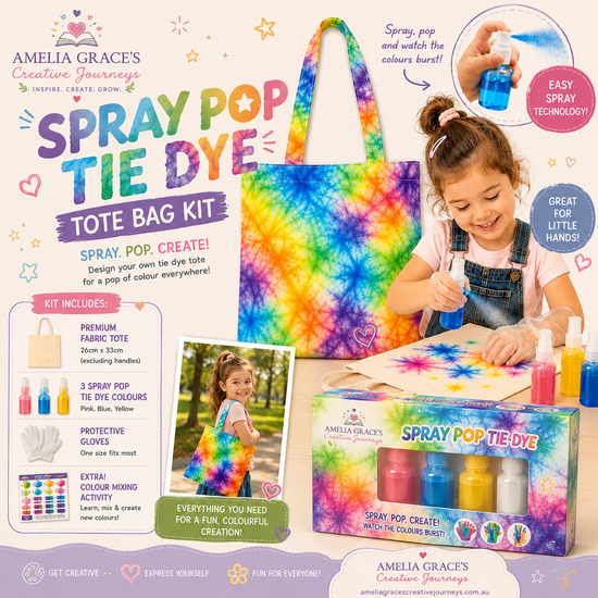 Spray Pop Tie-Dye Canvas Tote Bag Kit for kids creative activities