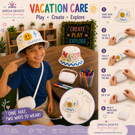 Colour-In Fold & Go Bucket Hat for kids outdoor activities