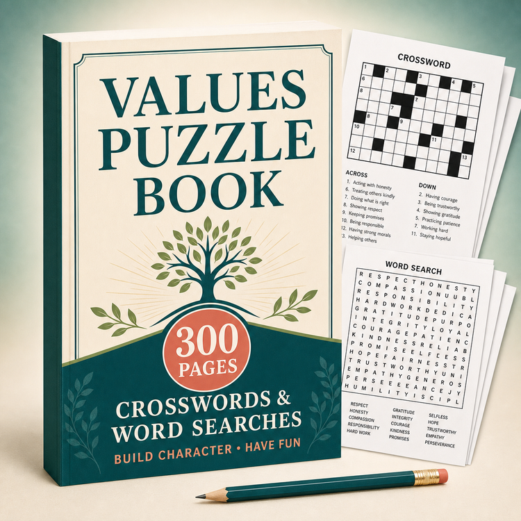 Values puzzle book for children